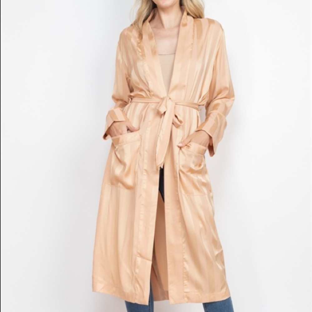 NEW TRENDY SATIN GOLD KIMONO ROBE
